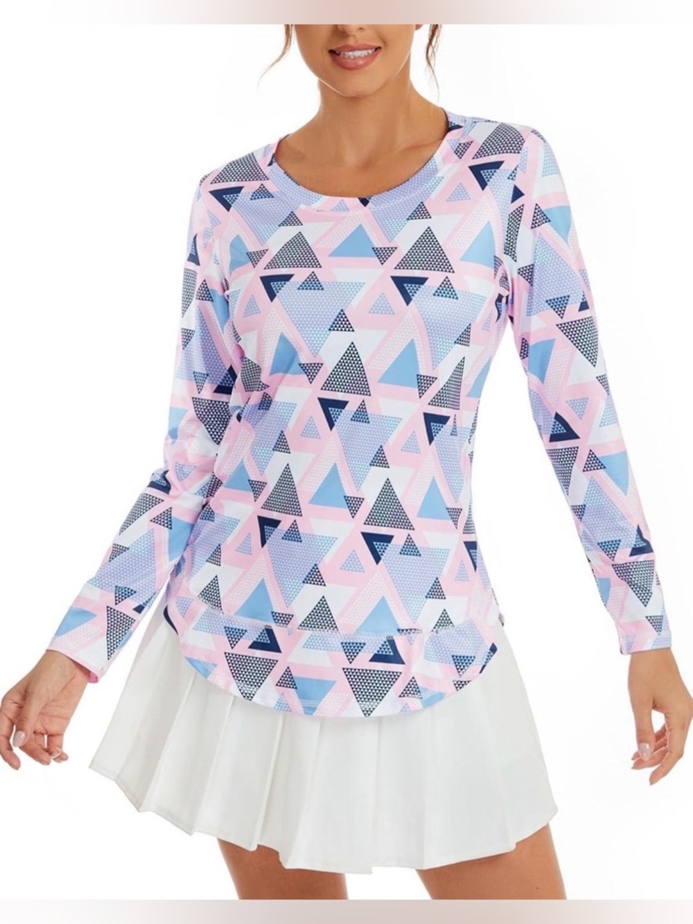 NWT UPF 50+ Long Sleeve Geometric Print Performance Stretch sz 3XL Plus